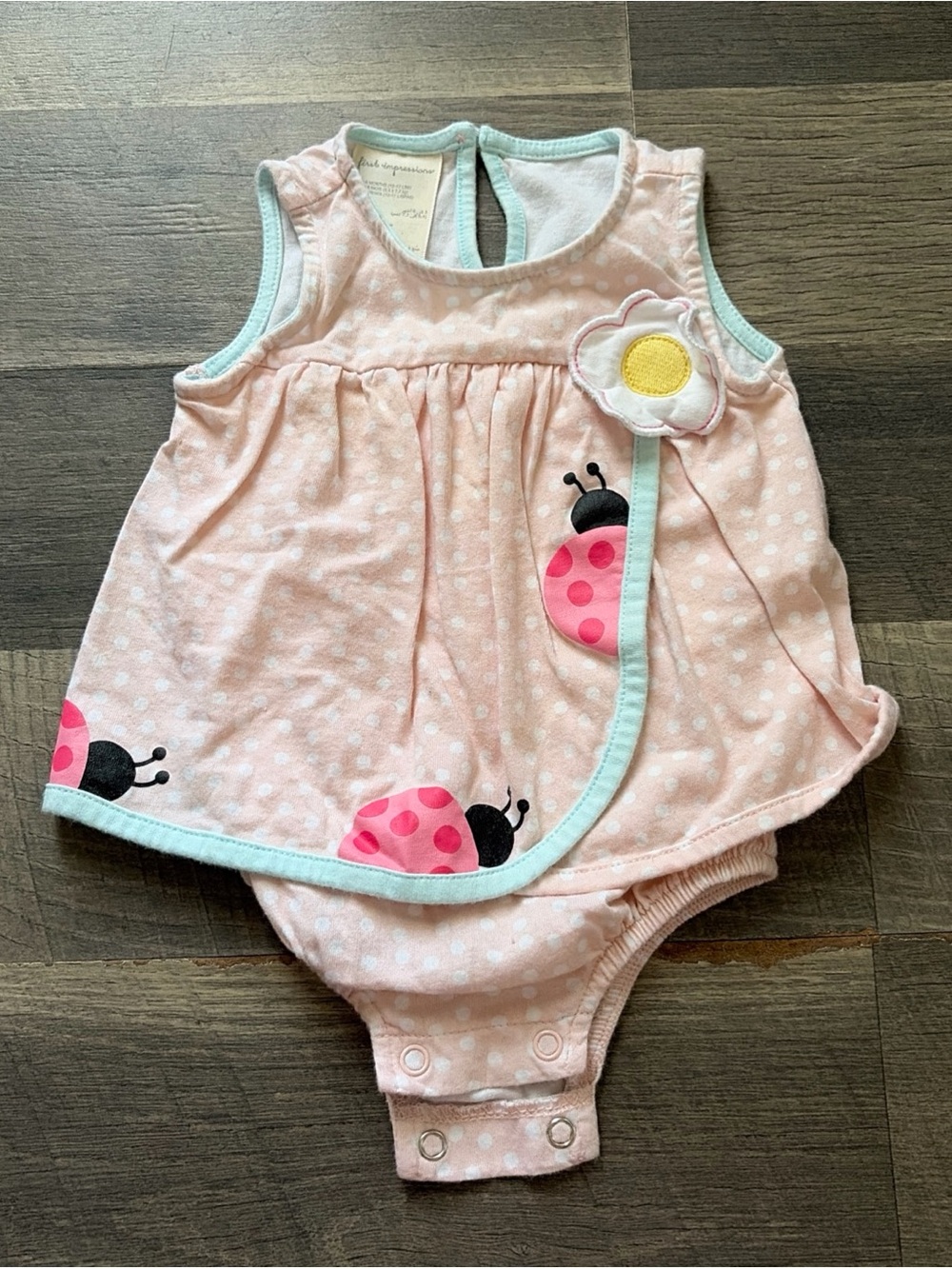 First Impressions Pink Polka Dot Ladybug One-Piece Bodysuit